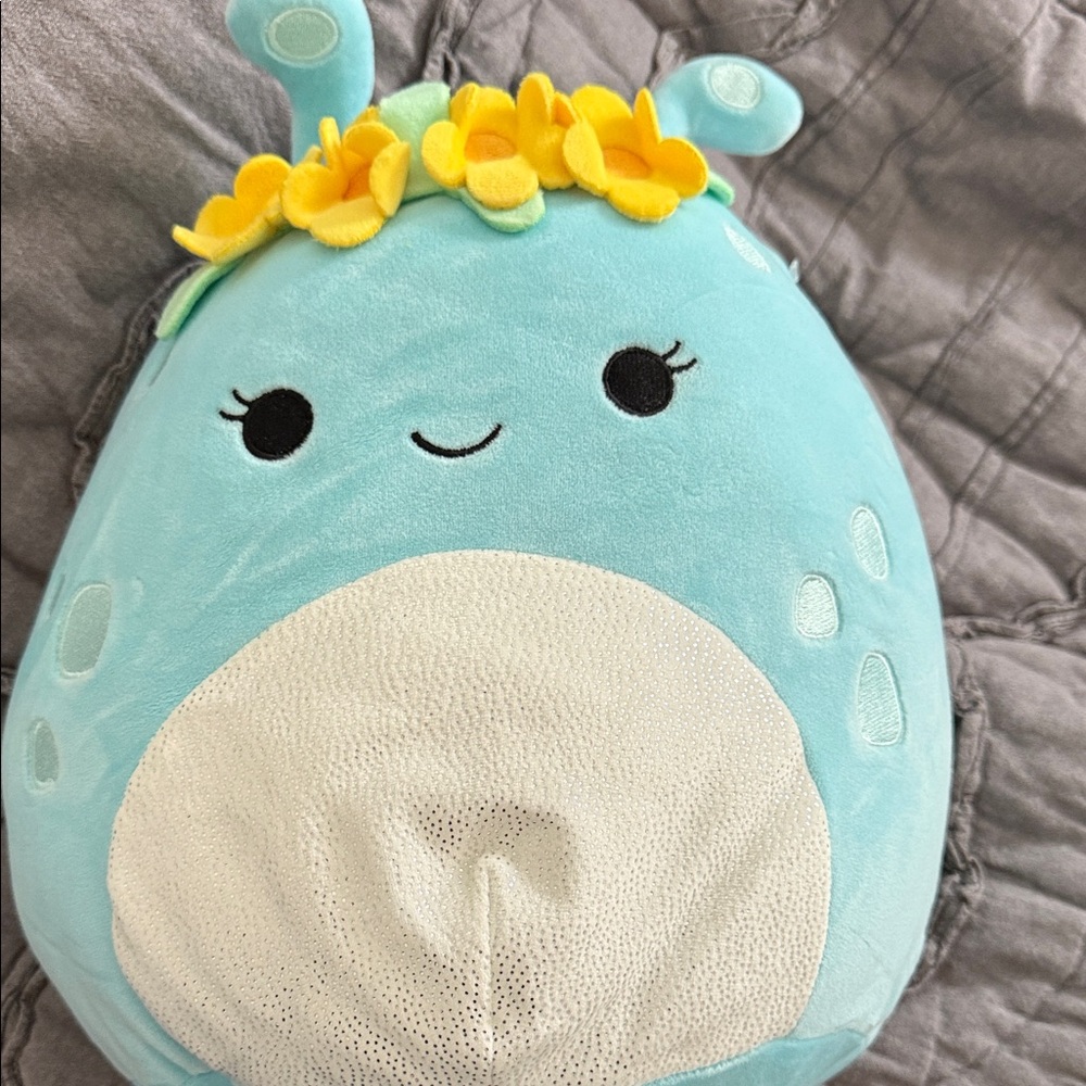 Cute Blue Plush Toy with Yellow Flower Crown Squishmallow